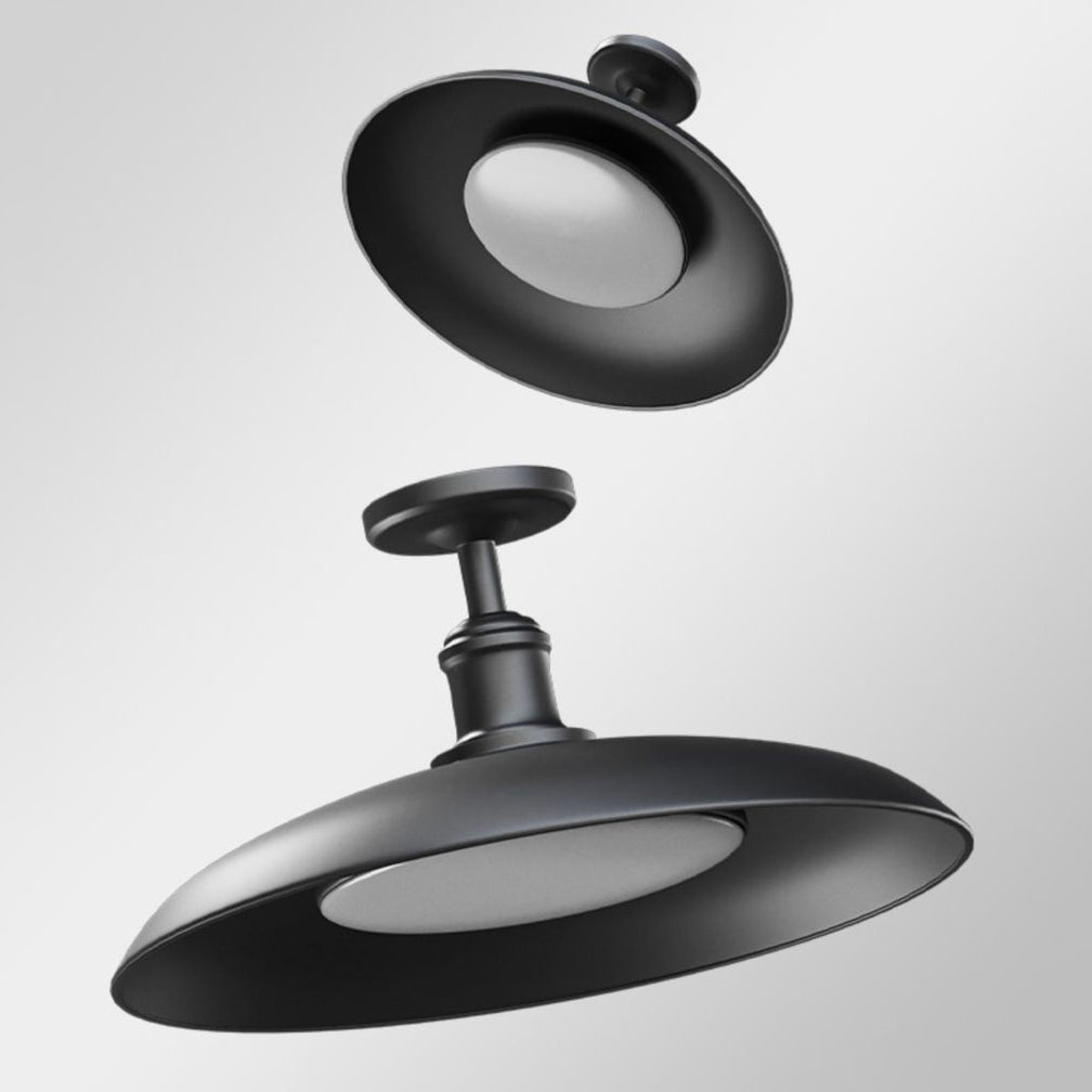 Traditional Vintage Waterproof Outboard Cylinder Disc Base Iron 1-Light Semi-Open Ceiling Light For Outdoor Patio