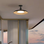Traditional Vintage Waterproof Outboard Cylinder Disc Base Iron 1-Light Semi-Open Ceiling Light For Outdoor Patio