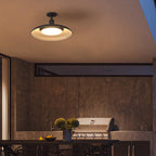 Traditional Vintage Waterproof Outboard Cylinder Disc Base Iron 1-Light Semi-Open Ceiling Light For Outdoor Patio
