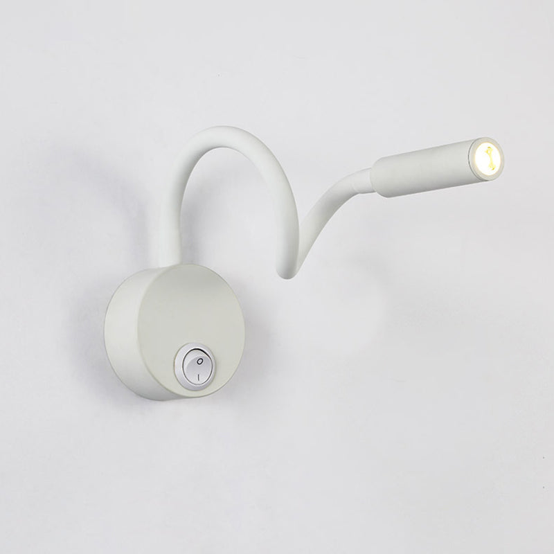 Modern Minimalistic Iron Round Flexible Bend Tube LED Reading Lamp Wall Light for Bedroom