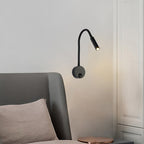 Modern Minimalistic Iron Round Flexible Bend Tube LED Reading Lamp Wall Light for Bedroom
