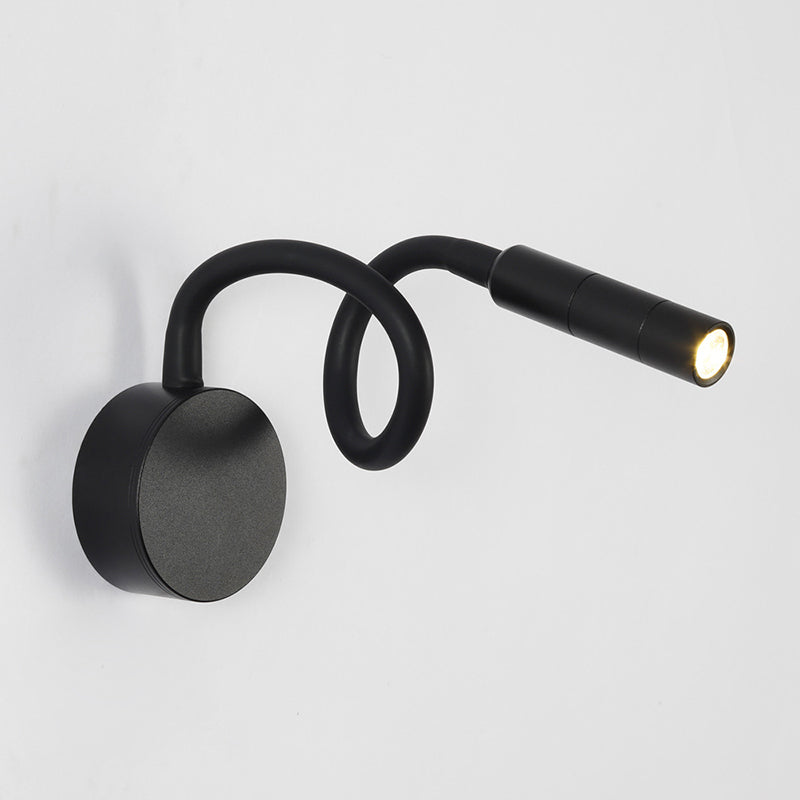Modern Minimalistic Iron Round Flexible Bend Tube LED Reading Lamp Wall Light for Bedroom
