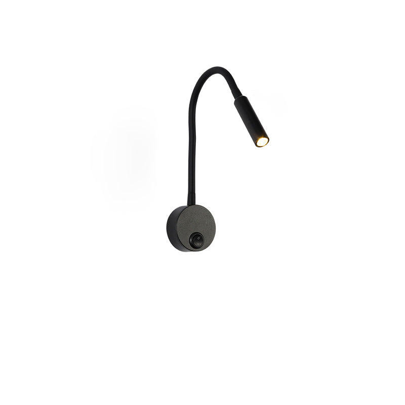 Modern Minimalistic Iron Round Flexible Bend Tube LED Reading Lamp Wall Light for Bedroom