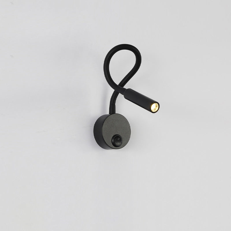 Modern Minimalistic Iron Round Flexible Bend Tube LED Reading Lamp Wall Light for Bedroom