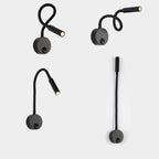 Modern Minimalistic Iron Round Flexible Bend Tube LED Reading Lamp Wall Light for Bedroom