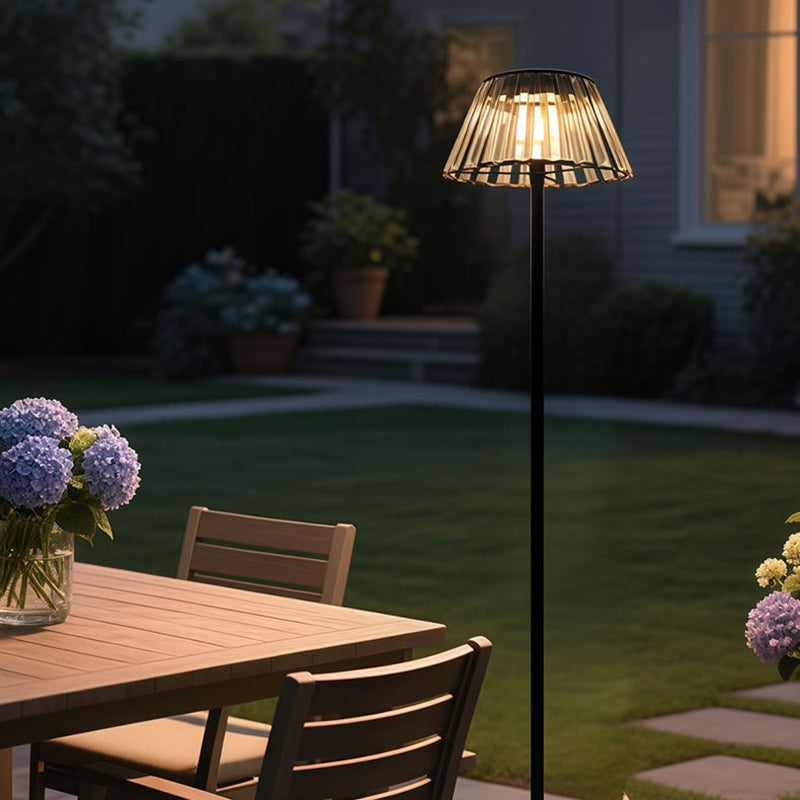 Contemporary Industrial Waterproof Solar USB Iron Glass Outdoor LED Floor Lamp For Garden
