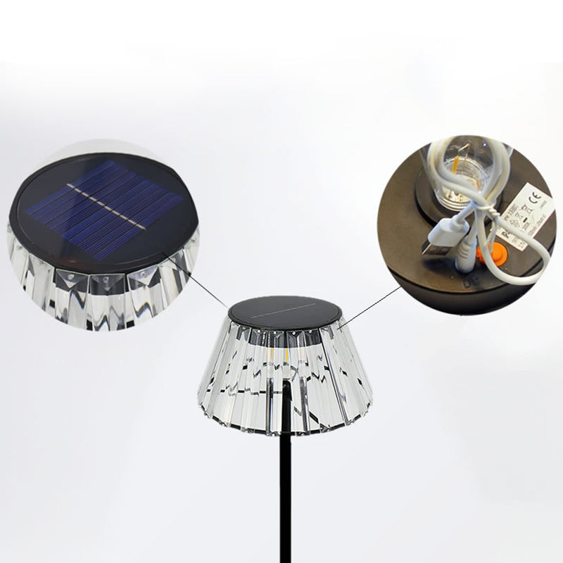 Contemporary Industrial Waterproof Solar USB Iron Glass Outdoor LED Floor Lamp For Garden