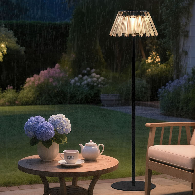 Contemporary Industrial Waterproof Solar USB Iron Glass Outdoor LED Floor Lamp For Garden