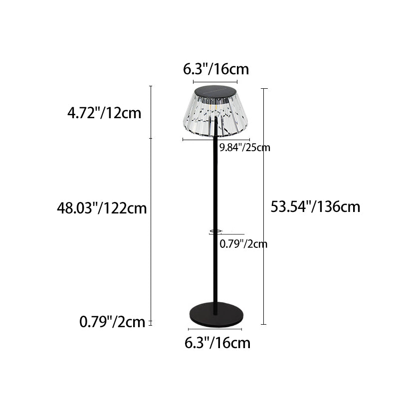 Contemporary Industrial Waterproof Solar USB Iron Glass Outdoor LED Floor Lamp For Garden