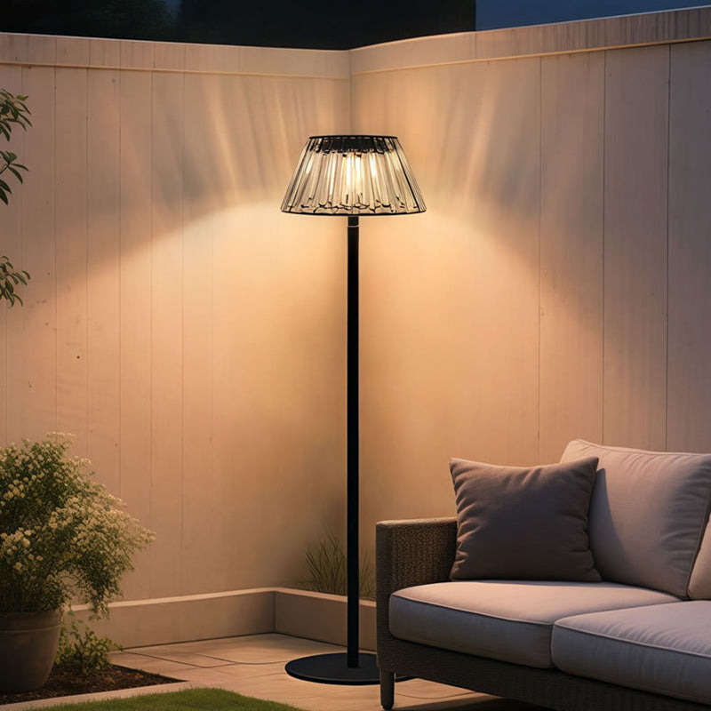 Contemporary Industrial Waterproof Solar USB Iron Glass Outdoor LED Floor Lamp For Garden