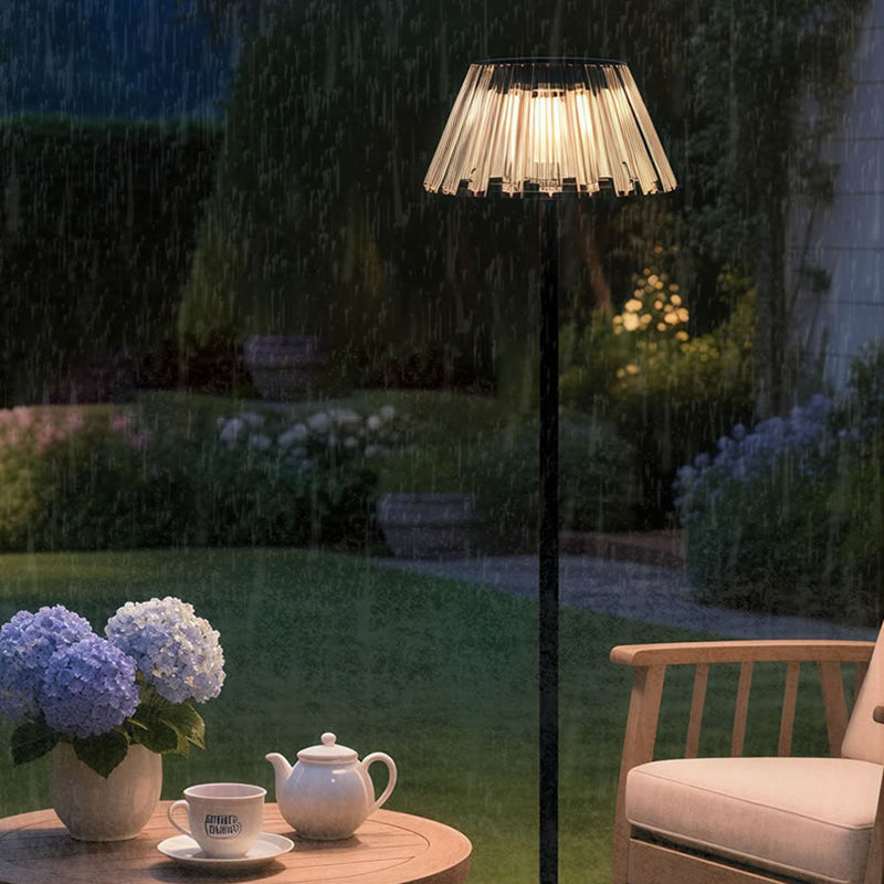 Contemporary Industrial Waterproof Solar USB Iron Glass Outdoor LED Floor Lamp For Garden