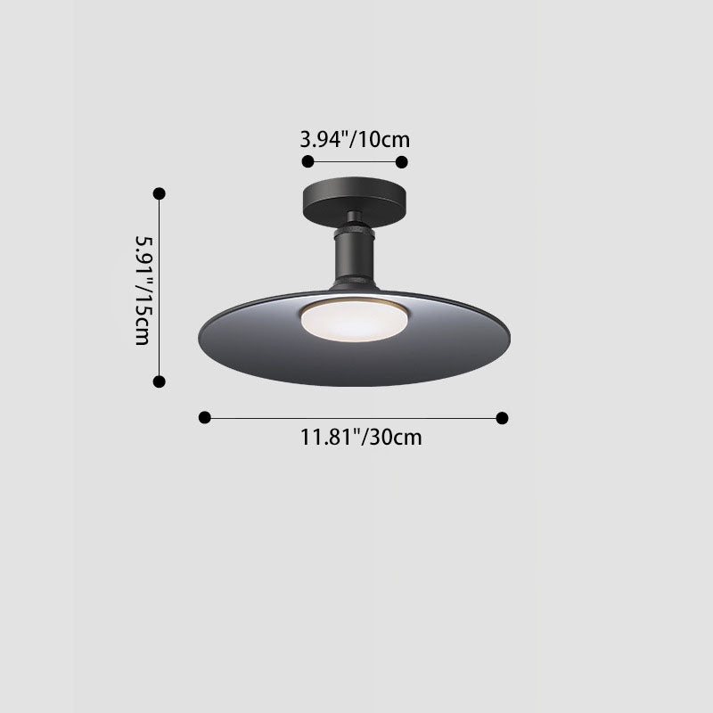 Contemporary industrial waterproof aluminum round 1-light semi-recessed ceiling lamp for outdoor patio