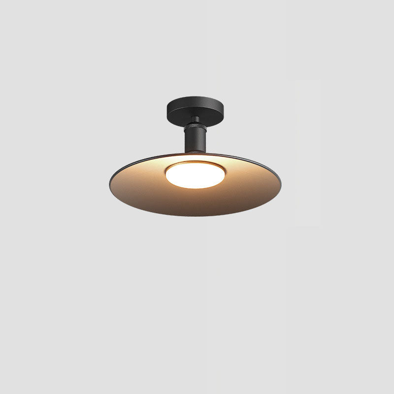 Contemporary industrial waterproof aluminum round 1-light semi-recessed ceiling lamp for outdoor patio