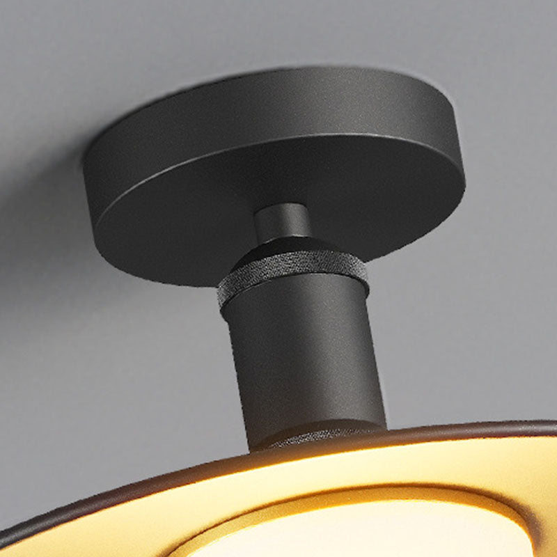 Contemporary industrial waterproof aluminum round 1-light semi-recessed ceiling lamp for outdoor patio
