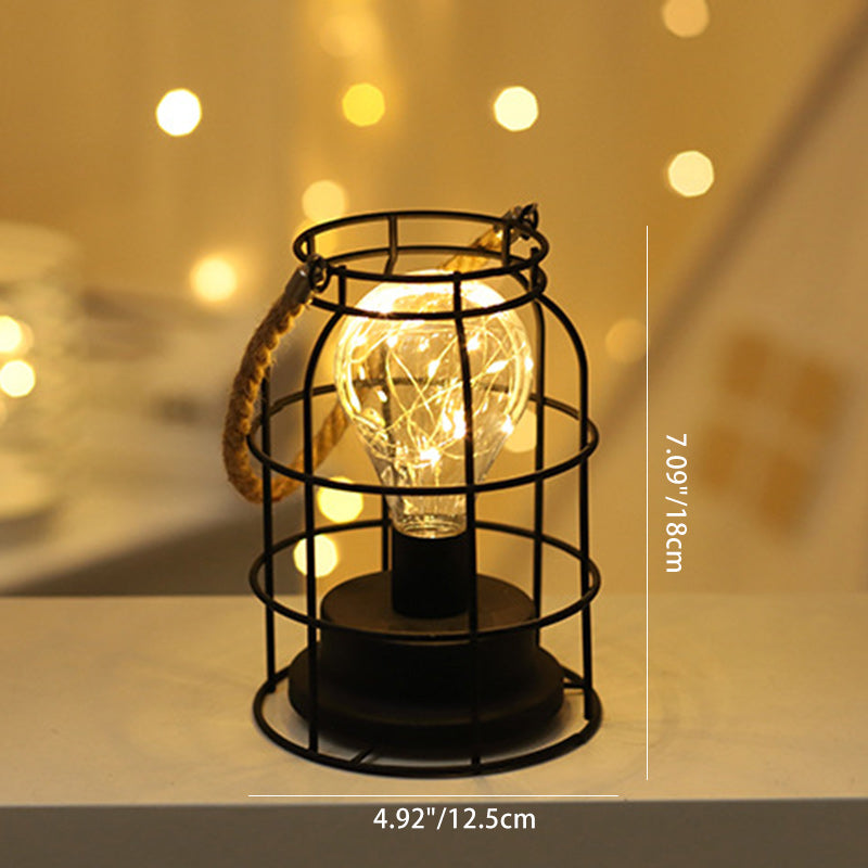 Modern Minimalist Vertical Striped Square Round Iron LED Table Lamp For The Living Room