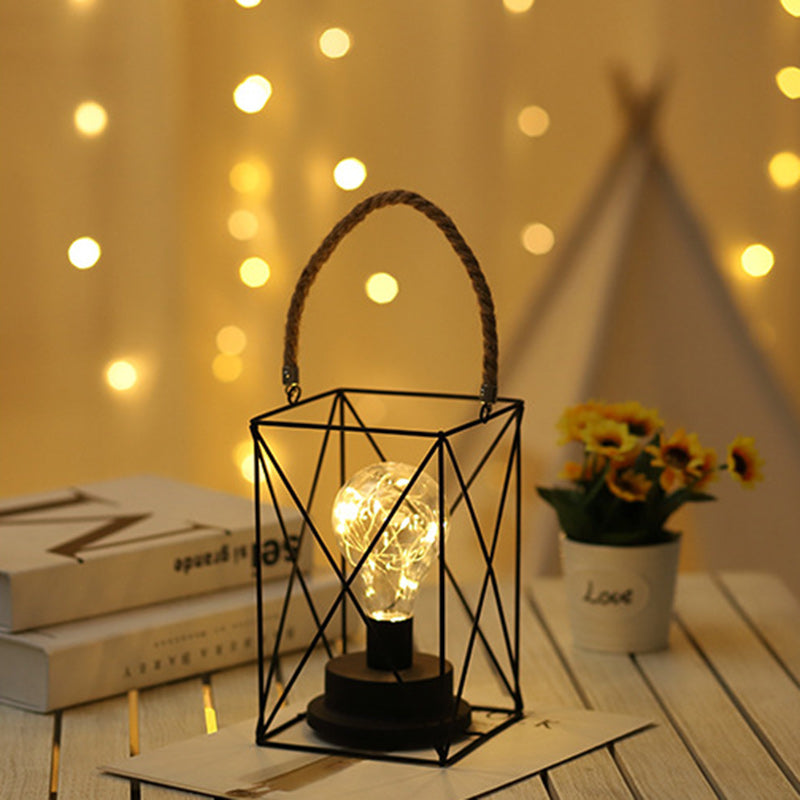 Modern Minimalist Vertical Striped Square Round Iron LED Table Lamp For The Living Room