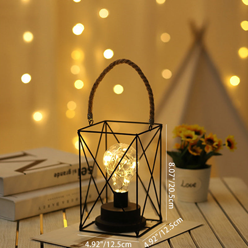 Modern Minimalist Vertical Striped Square Round Iron LED Table Lamp For The Living Room
