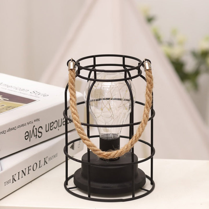 Modern Minimalist Vertical Striped Square Round Iron LED Table Lamp For The Living Room