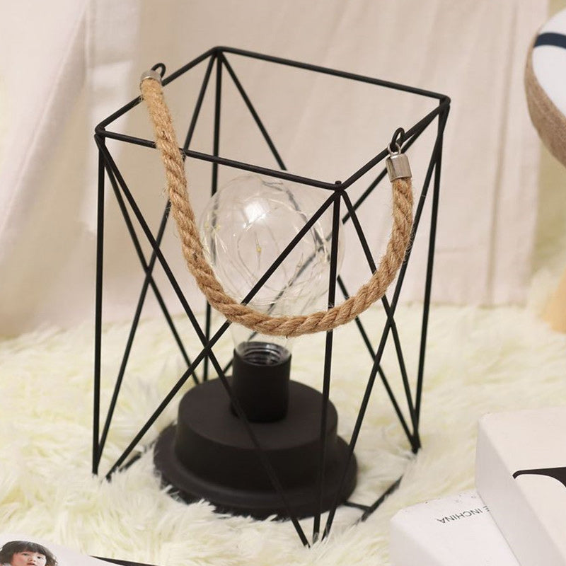Modern Minimalist Vertical Striped Square Round Iron LED Table Lamp For The Living Room