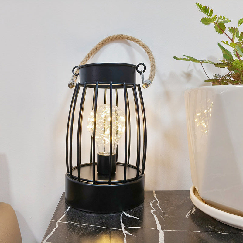 Modern Minimalist Vertical Striped Square Round Iron LED Table Lamp For The Living Room