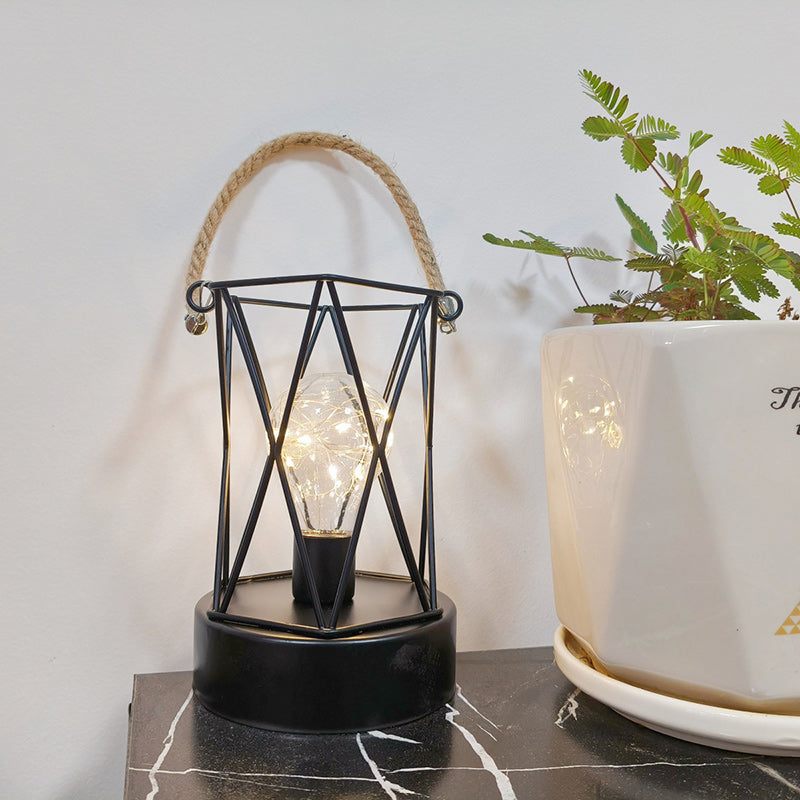 Modern Minimalist Vertical Striped Square Round Iron LED Table Lamp For The Living Room