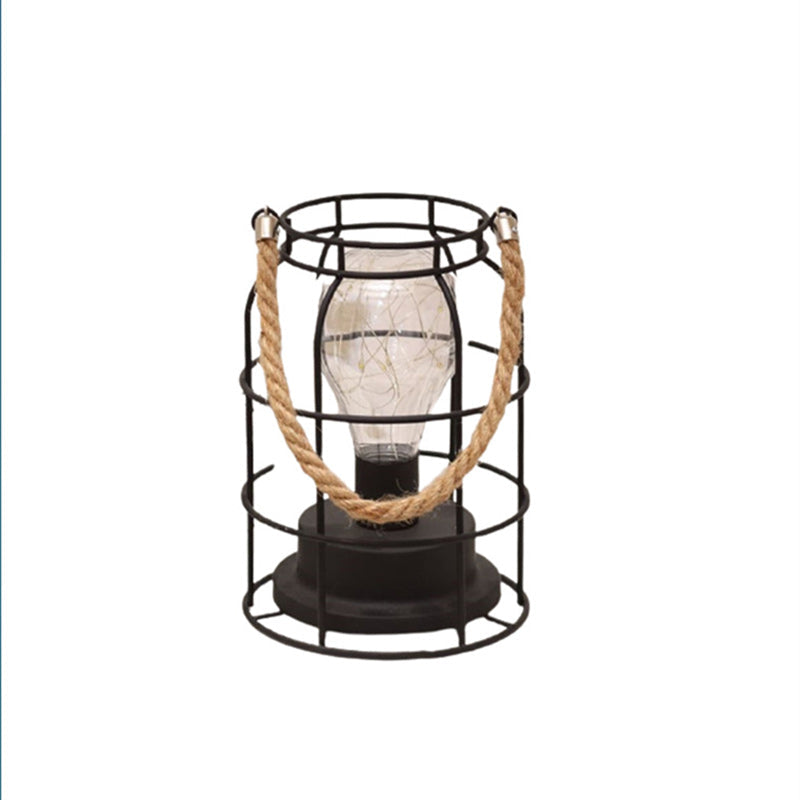 Modern Minimalist Vertical Striped Square Round Iron LED Table Lamp For The Living Room