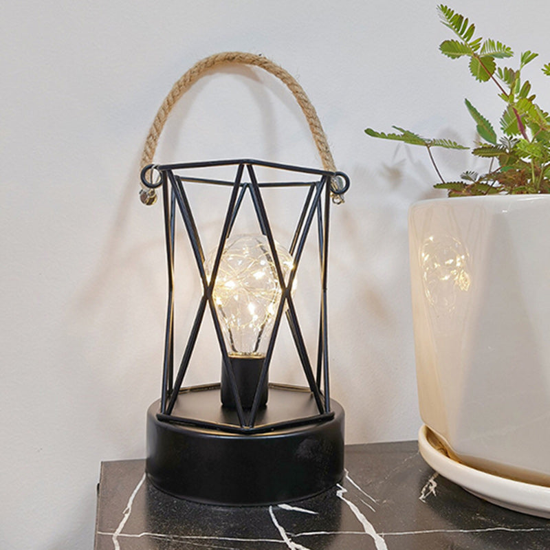 Modern Minimalist Vertical Striped Square Round Iron LED Table Lamp For The Living Room