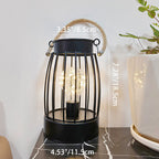 Modern Minimalist Vertical Striped Square Round Iron LED Table Lamp For The Living Room