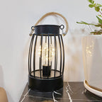 Modern Minimalist Vertical Striped Square Round Iron LED Table Lamp For The Living Room