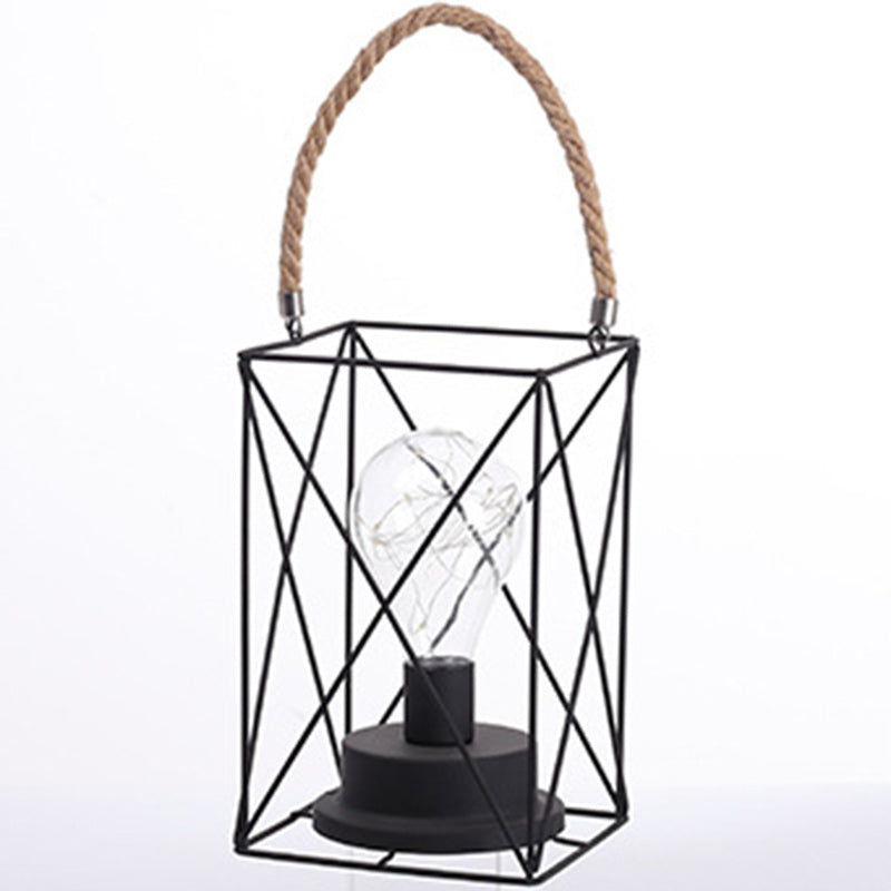 Modern Minimalist Vertical Striped Square Round Iron LED Table Lamp For The Living Room