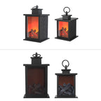 Contemporary Retro ABS Simulated Flame Fireplace Round Battery Rectangular LED Table Lamp for Living Room