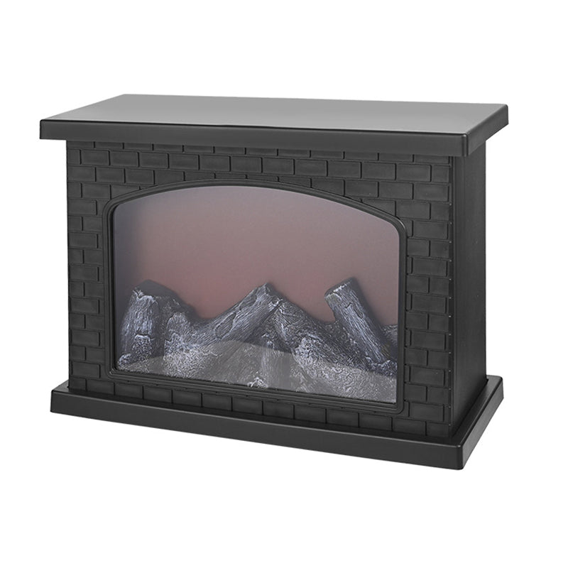 Contemporary Retro ABS Simulated Flame Fireplace Round Battery Rectangular LED Table Lamp for Living Room