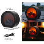 Contemporary Retro ABS Simulated Flame Fireplace Round Battery Rectangular LED Table Lamp for Living Room