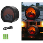 Contemporary Retro ABS Simulated Flame Fireplace Round Battery Rectangular LED Table Lamp for Living Room