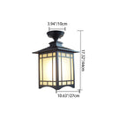Traditional Chinese waterproof iron-aluminum-glass cylinder pergola 1-light semi-flush-mount ceiling light outdoor light for patio outdoors