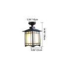 Traditional Chinese waterproof iron-aluminum-glass cylinder pergola 1-light semi-flush-mount ceiling light outdoor light for patio outdoors