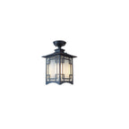 Traditional Chinese waterproof iron-aluminum-glass cylinder pergola 1-light semi-flush-mount ceiling light outdoor light for patio outdoors