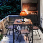 Traditional farmhouse waterproof solar-powered rechargeable weaving gum rattan iron conical LED outdoor table lamp for garden