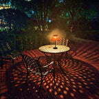Traditional farmhouse waterproof solar-powered rechargeable weaving gum rattan iron conical LED outdoor table lamp for garden