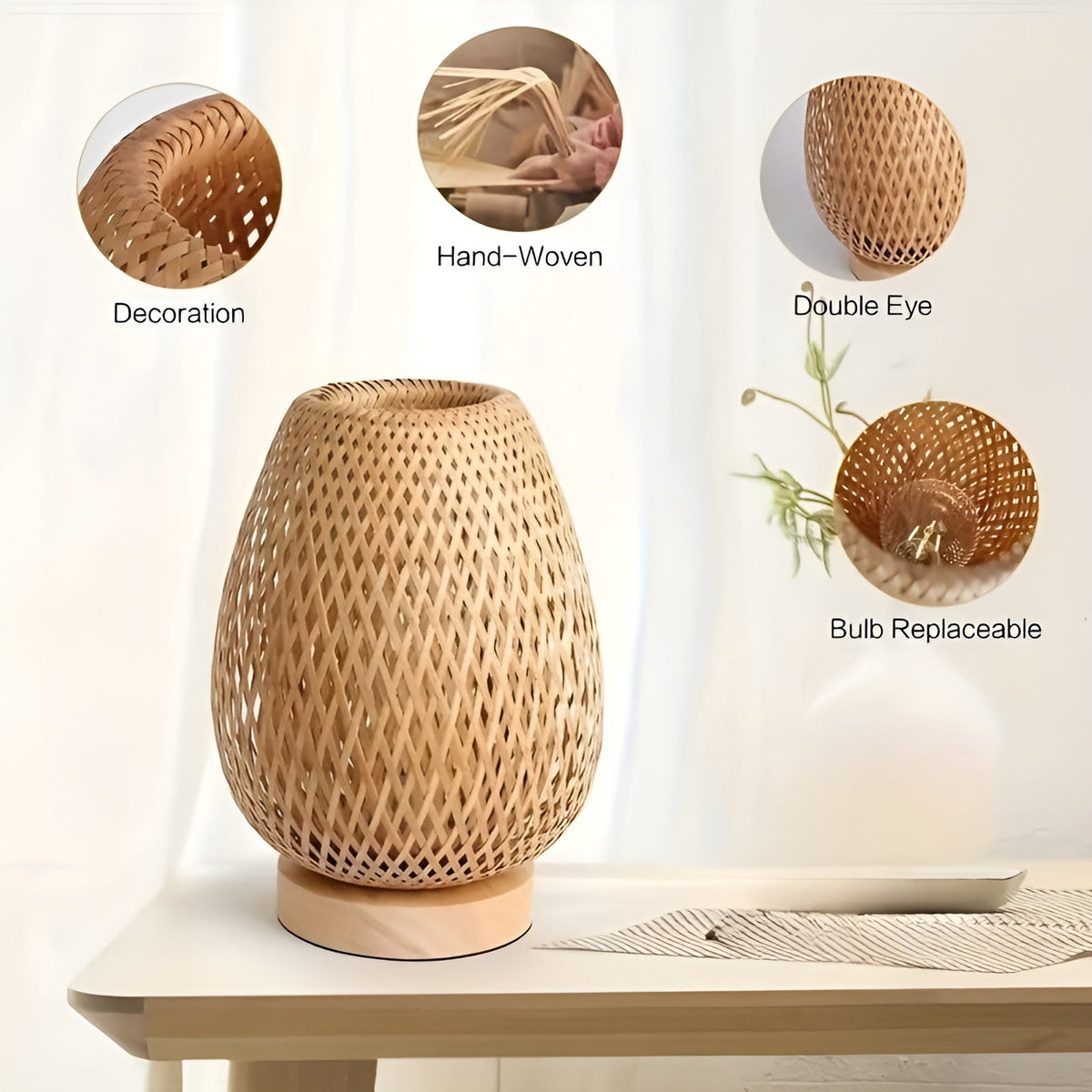 Bamboo desk lamp with USB power supply Sustainable and energy-efficient design