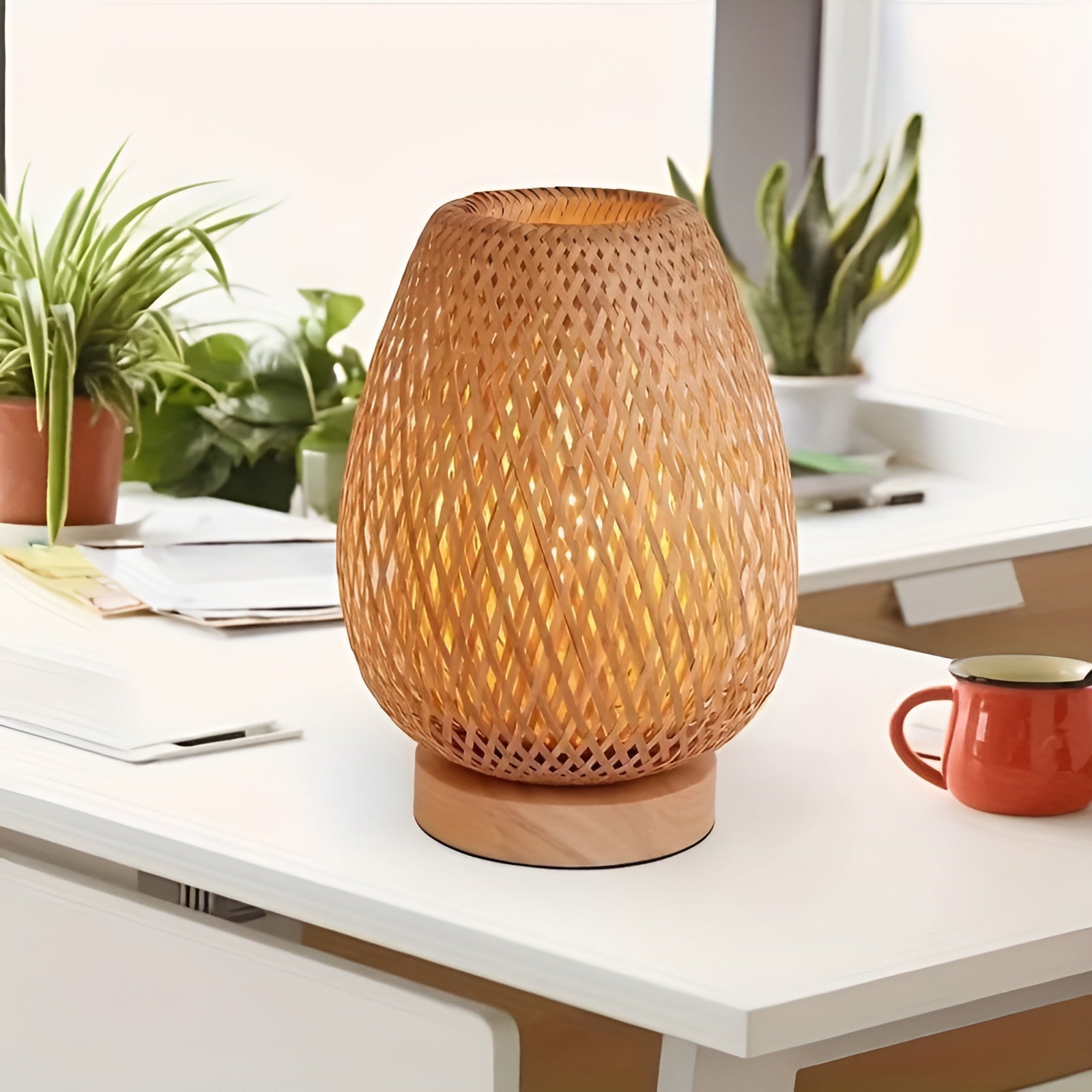 Bamboo desk lamp with USB power supply Sustainable and energy-efficient design