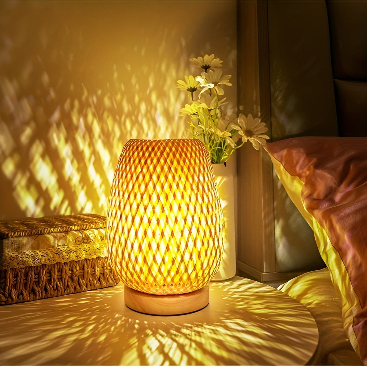 Bamboo desk lamp with USB power supply Sustainable and energy-efficient design
