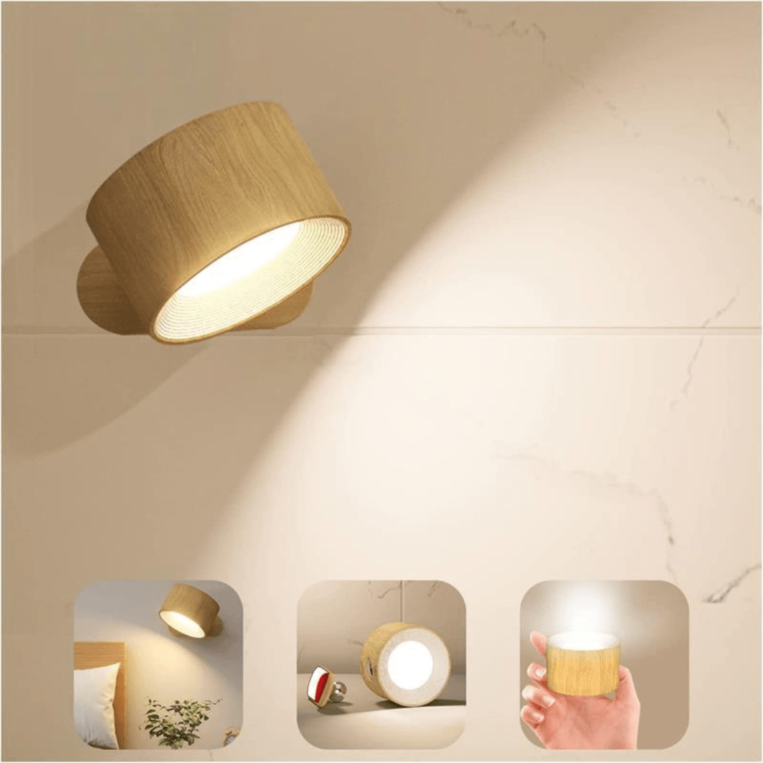 360° cordless rechargeable wall lamp | Versatile LED lighting solution