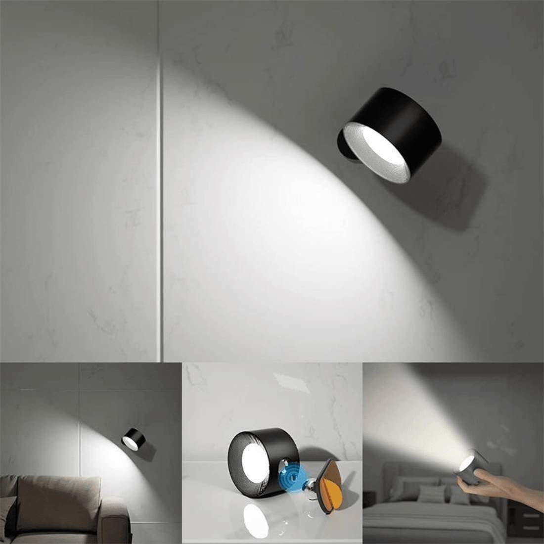 360° cordless rechargeable wall lamp | Versatile LED lighting solution