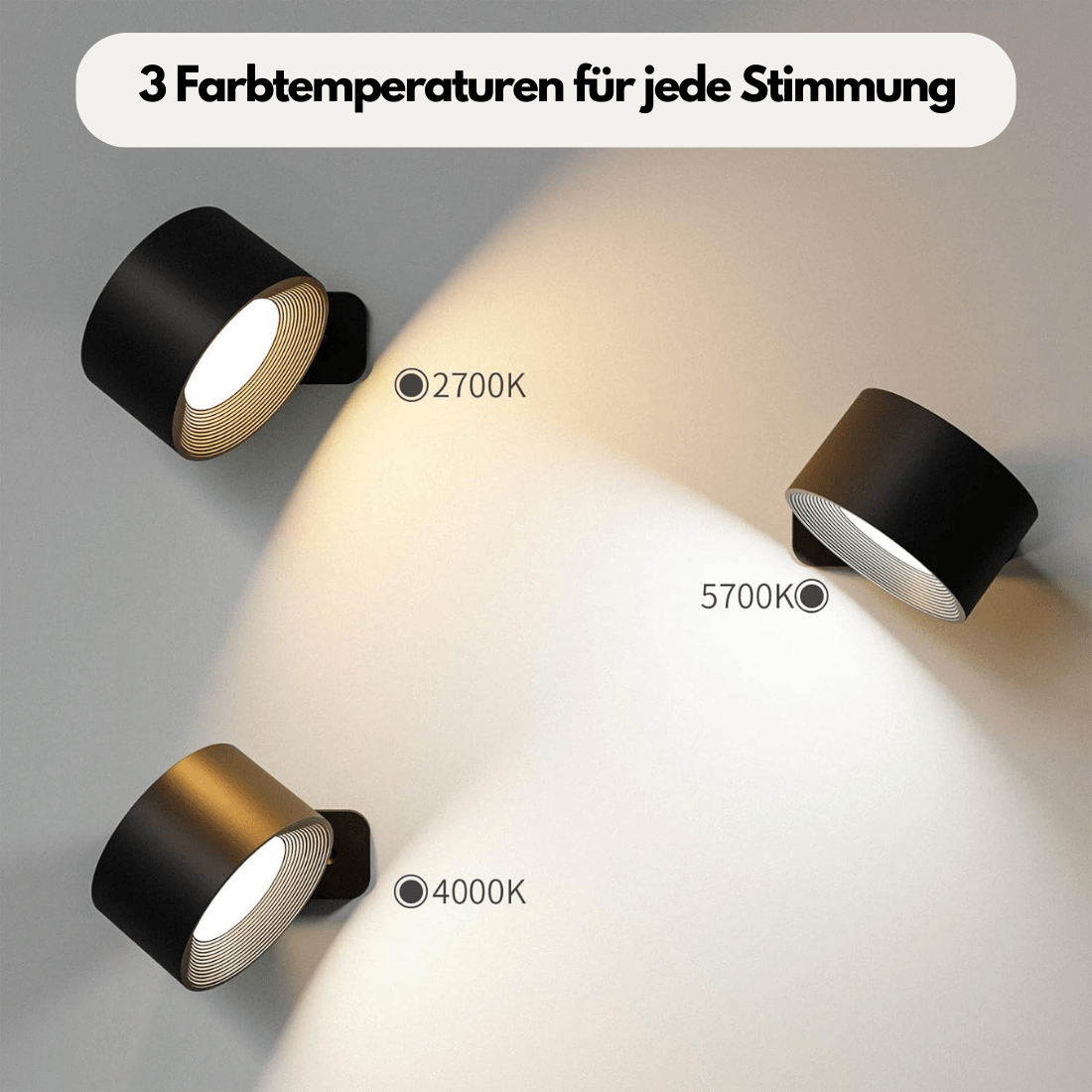 360° cordless rechargeable wall lamp | Versatile LED lighting solution