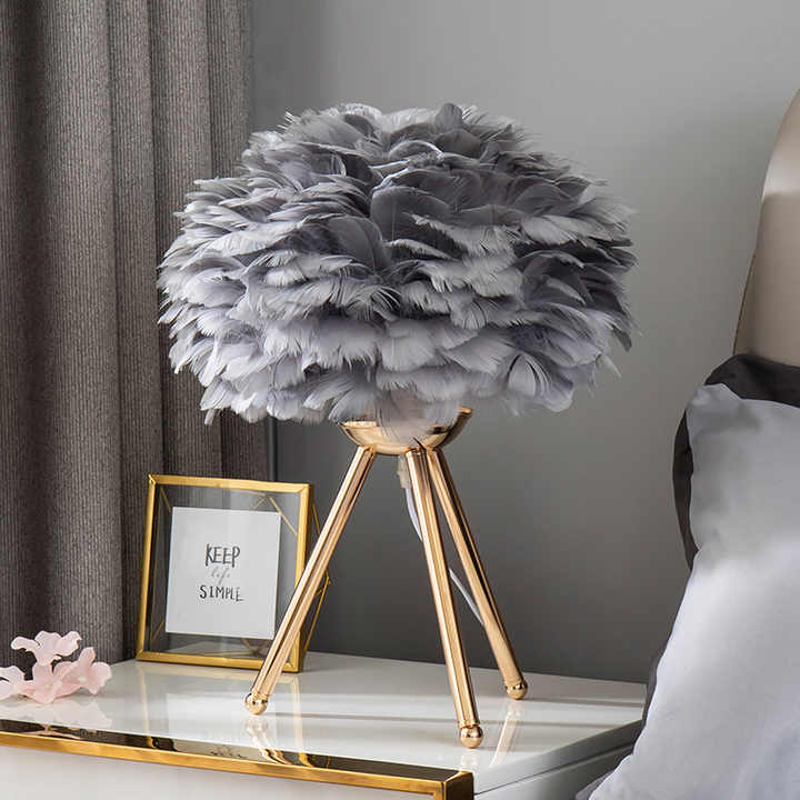 Blossom Table Lamp Elegant Feather Design with Dimmable Lighting