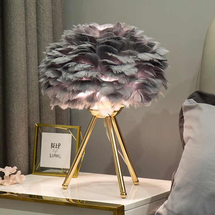 Blossom Table Lamp Elegant Feather Design with Dimmable Lighting