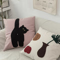 Black Cat & Garden Tufted Pillow Case | Madigas