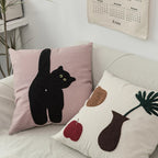 Black Cat & Garden Tufted Pillow Case | Madigas