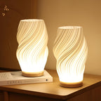 DreamWave - Modern cream-colored 3D wave lamp with elegant metal frame